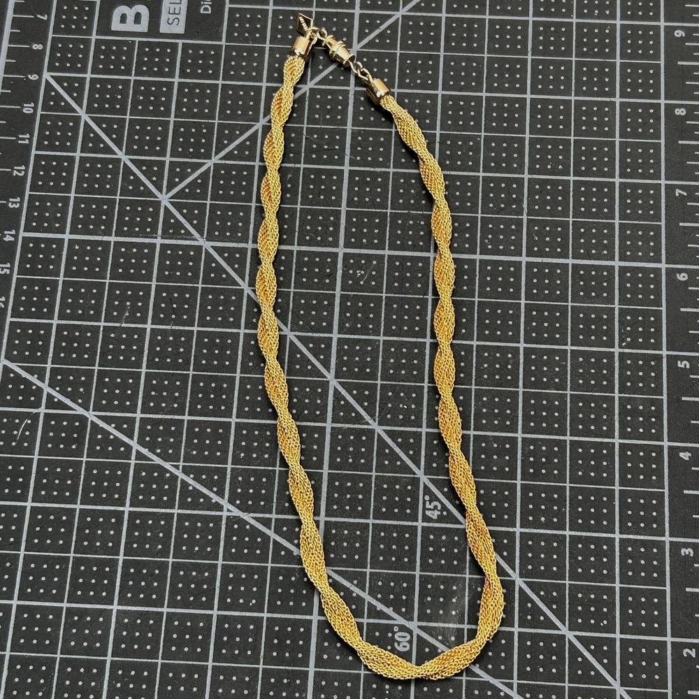 Sarah Coventry Vintage Gold Tone Twisted‎ Multi Strand Mesh Necklace 15 Inch